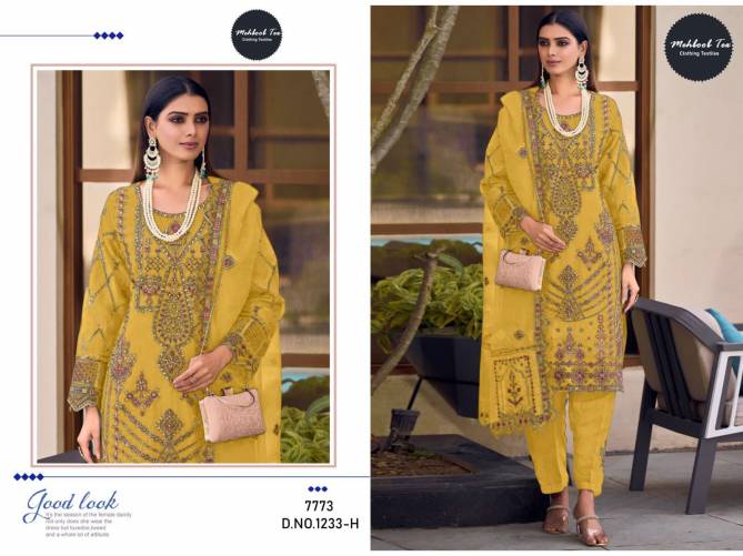 1233 E To H Mehboob Tex Embroidery Organza Pakistani Suits Wholesale Suppliers In India
